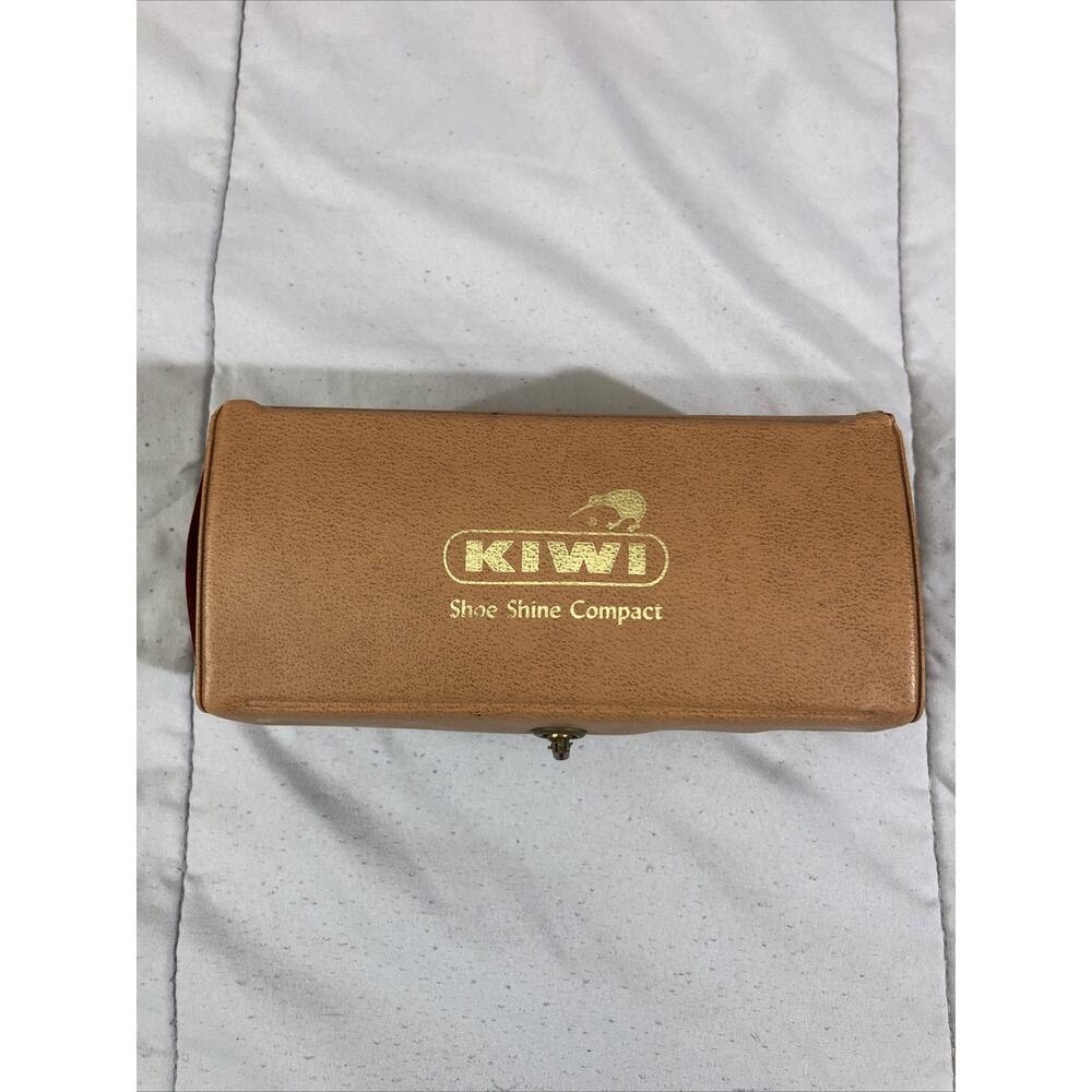 Kiwi Shoe Shine Kit Horsehair Brushes Made in USA Case Polish Vintage Travel